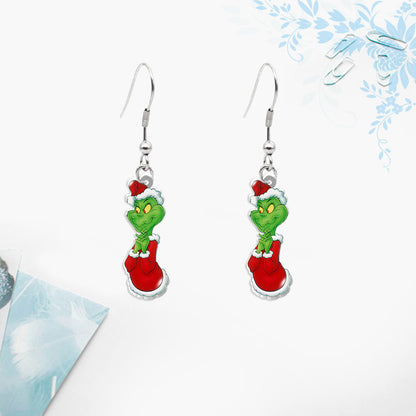 Cute Cartoon Character Christmas Tree Stainless Steel Epoxy Earrings 1 Pair