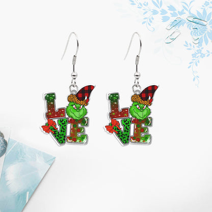 Cute Cartoon Character Christmas Tree Stainless Steel Epoxy Earrings 1 Pair