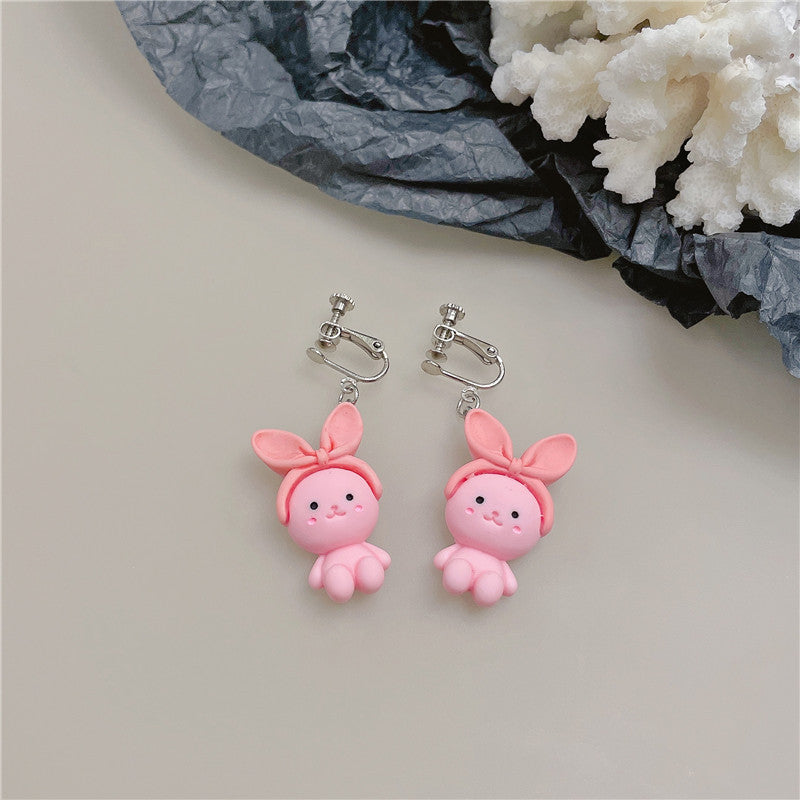 Cartoon Style Animal Resin Women's Drop Earrings Ear Clips 1 Pair