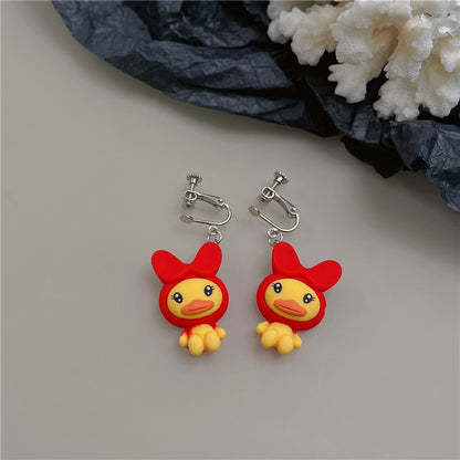 Cartoon Style Animal Resin Women's Drop Earrings Ear Clips 1 Pair