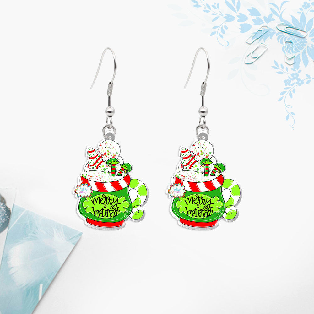 Cute Cartoon Character Christmas Tree Stainless Steel Epoxy Earrings 1 Pair