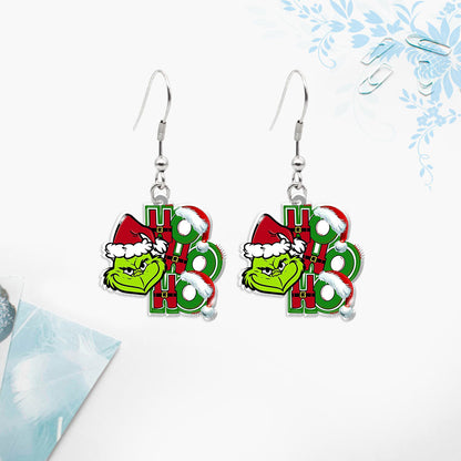 Cute Cartoon Character Christmas Tree Stainless Steel Epoxy Earrings 1 Pair