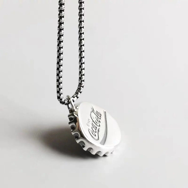 Fashion Letter Bottle Cap Alloy Titanium Steel Plating Unisex Pendant Necklace 1 Piece