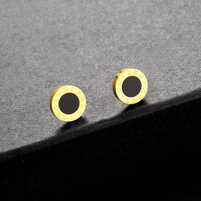 1 Pair Fashion Number Plating Inlay Titanium Steel Acrylic Ear Studs