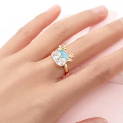 Cute Ice Cream Flower Butterfly Alloy Enamel Kid's Open Ring