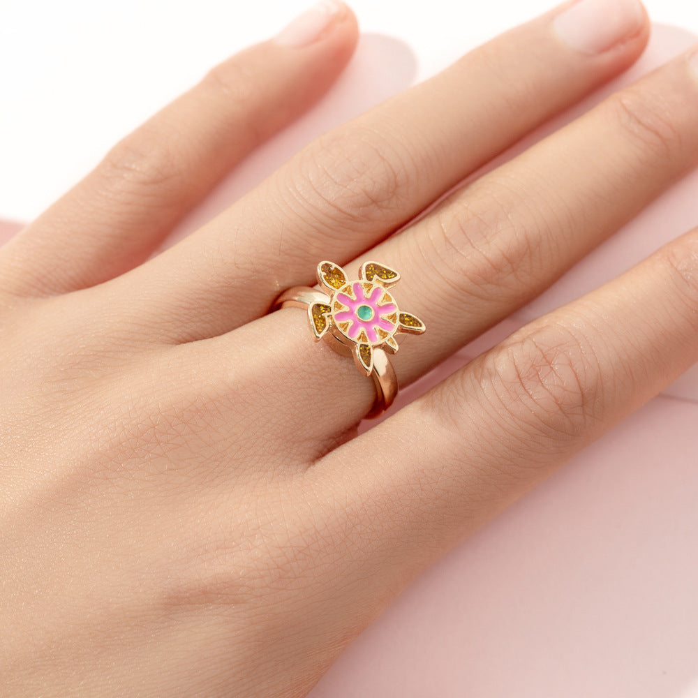 Cute Ice Cream Flower Butterfly Alloy Enamel Kid's Open Ring