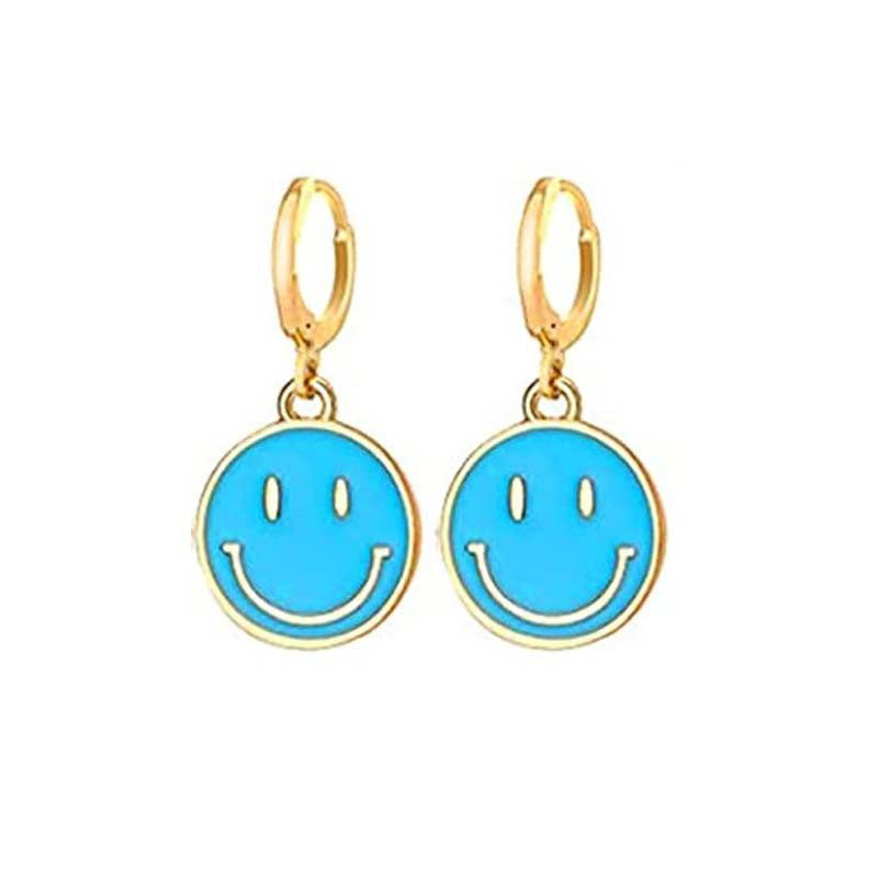 1 Pair Simple Style Smiley Face Butterfly Lightning Metal Enamel Hollow Out Women's Drop Earrings