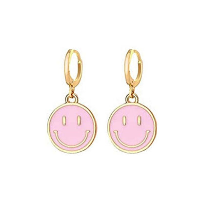 1 Pair Simple Style Smiley Face Butterfly Lightning Metal Enamel Hollow Out Women's Drop Earrings