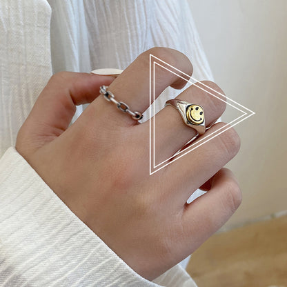 Retro Letter Silver Plated Plating Unisex Open Ring 1 Piece
