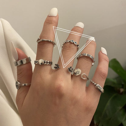 Retro Letter Silver Plated Plating Unisex Open Ring 1 Piece