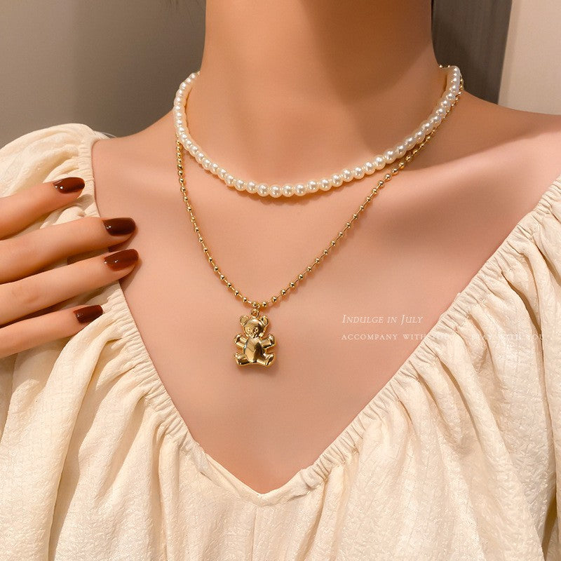 Fashion Flower Pearl Alloy Wholesale Pendant Necklace