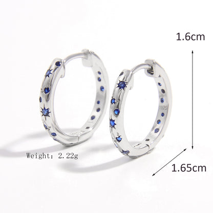 1 Pair Elegant Glam Round Heart Shape Inlay Sterling Silver Zircon White Gold Plated Earrings