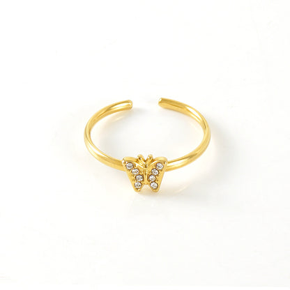 Simple Style Heart Shape Stainless Steel Inlay Zircon Rings