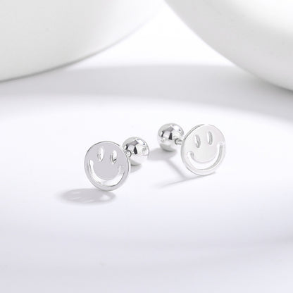 1 Pair Lady Smiley Face Sterling Silver Plating Ear Studs