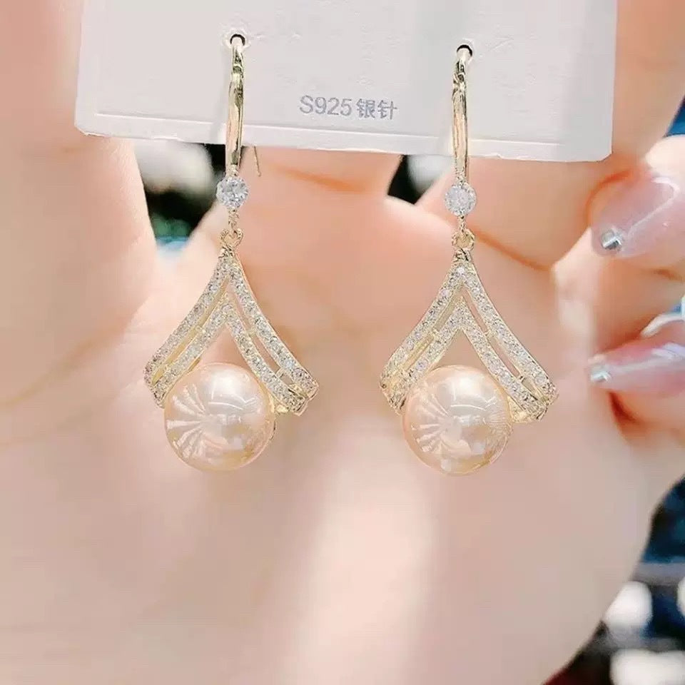 Lady Heart Shape Alloy Inlay Artificial Gemstones Artificial Pearls Women's Drop Earrings