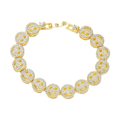 Hip-hop Smiley Face Alloy Plating Inlay Rhinestones Men's Bracelets