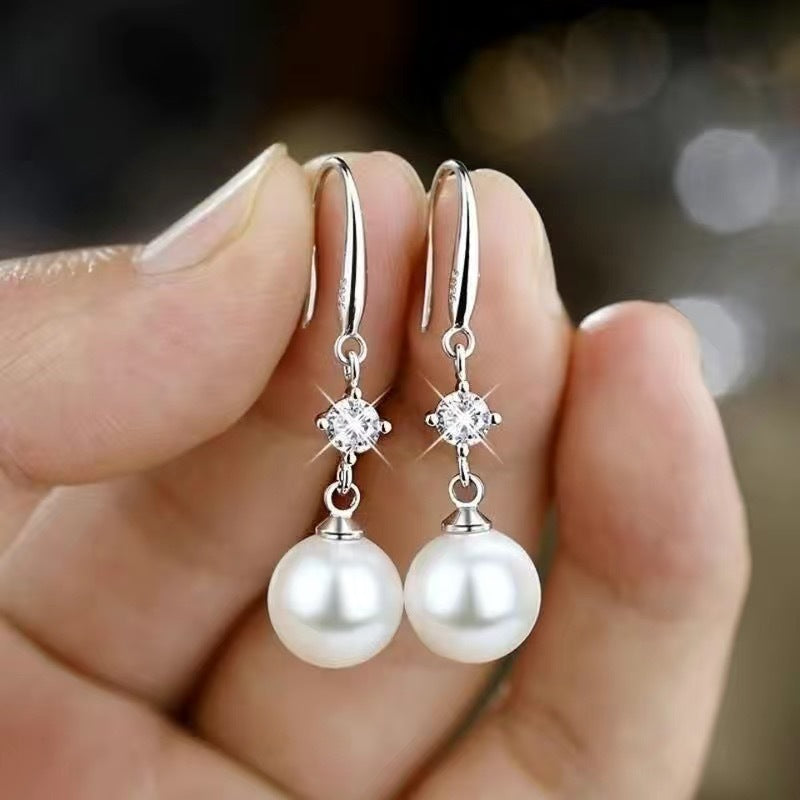 Lady Heart Shape Alloy Inlay Artificial Gemstones Artificial Pearls Women's Drop Earrings