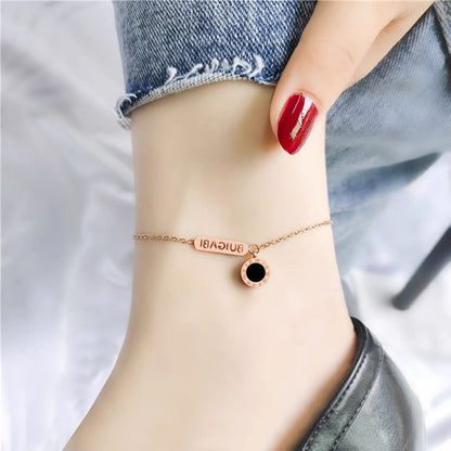 Simple Style Classic Style Geometric Heart Shape Butterfly Titanium Steel Women's Anklet