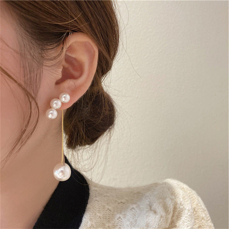 1 Pair Lady Geometric Star Bow Knot Tassel Inlay Alloy Artificial Rhinestones Artificial Pearls Drop Earrings