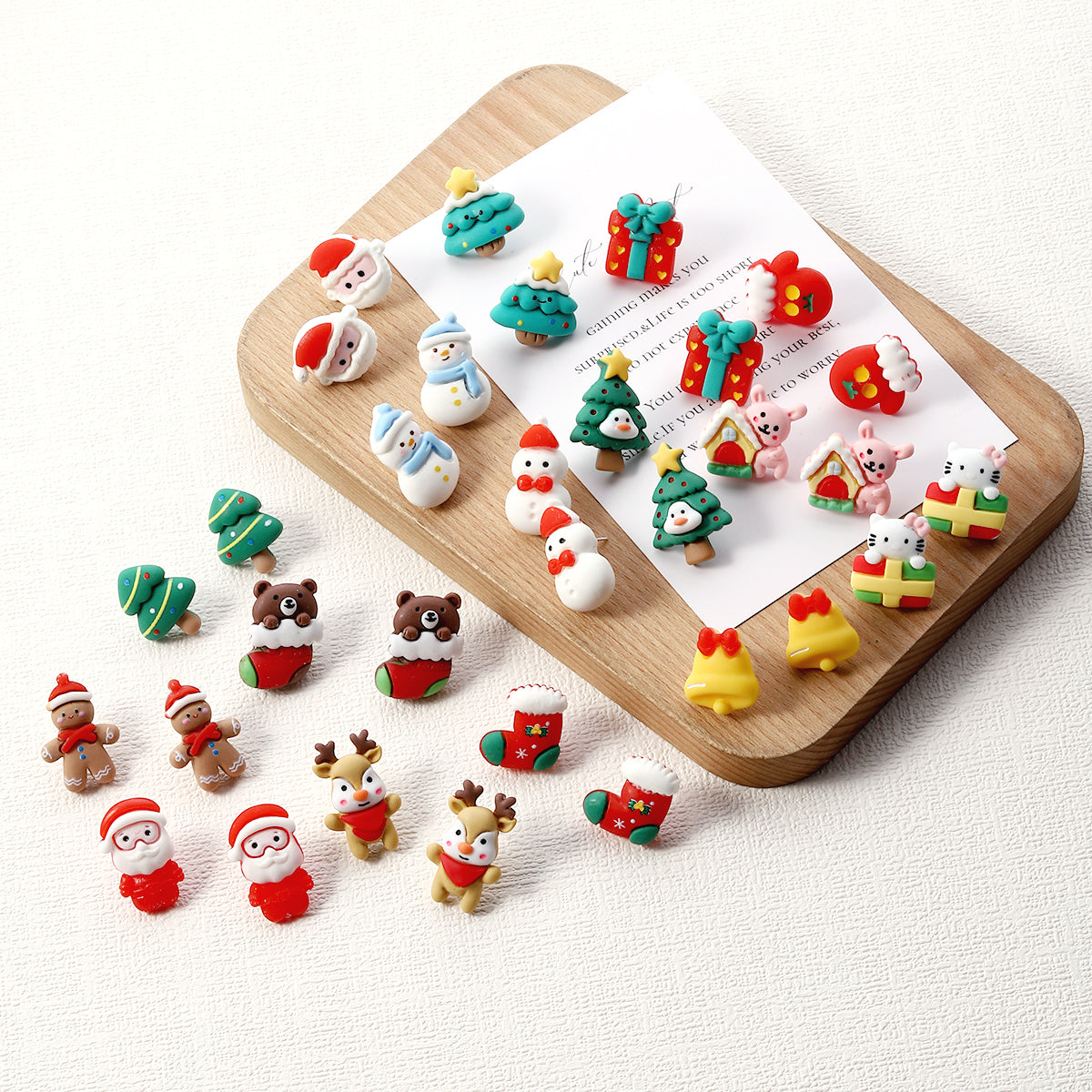 1 Pair Cute Christmas Tree Santa Claus Christmas Socks Three-dimensional Arylic Synthetic Resin Ear Studs