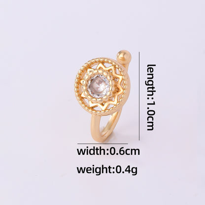 1 Piece Simple Style Solid Color Plating Inlay Copper Zircon Gold Plated Ear Cuffs