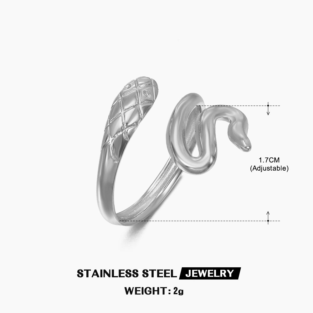 Classic Style Snake Stainless Steel Open Rings In Bulk