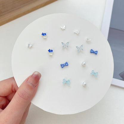 1 Set Japanese Style Sweet Streetwear Flower Enamel Alloy Ear Studs