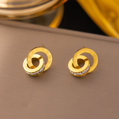 Wholesale Commute Geometric Titanium Steel Plating Inlay Artificial Gemstones Bracelets Earrings Necklace