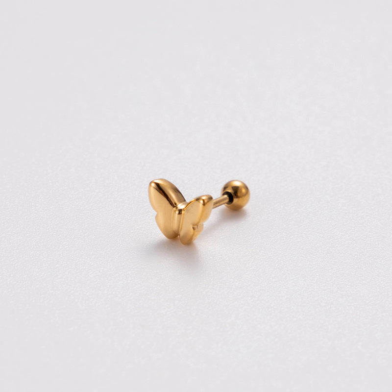 1 Piece Ig Style Korean Style Leaf Heart Shape Bow Knot Plating Stainless Steel 18k Gold Plated Ear Studs