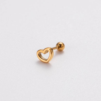 1 Piece Ig Style Korean Style Leaf Heart Shape Bow Knot Plating Stainless Steel 18k Gold Plated Ear Studs