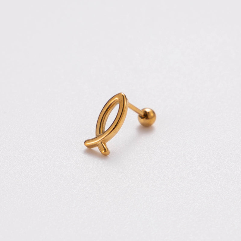 1 Piece Ig Style Korean Style Leaf Heart Shape Bow Knot Plating Stainless Steel 18k Gold Plated Ear Studs