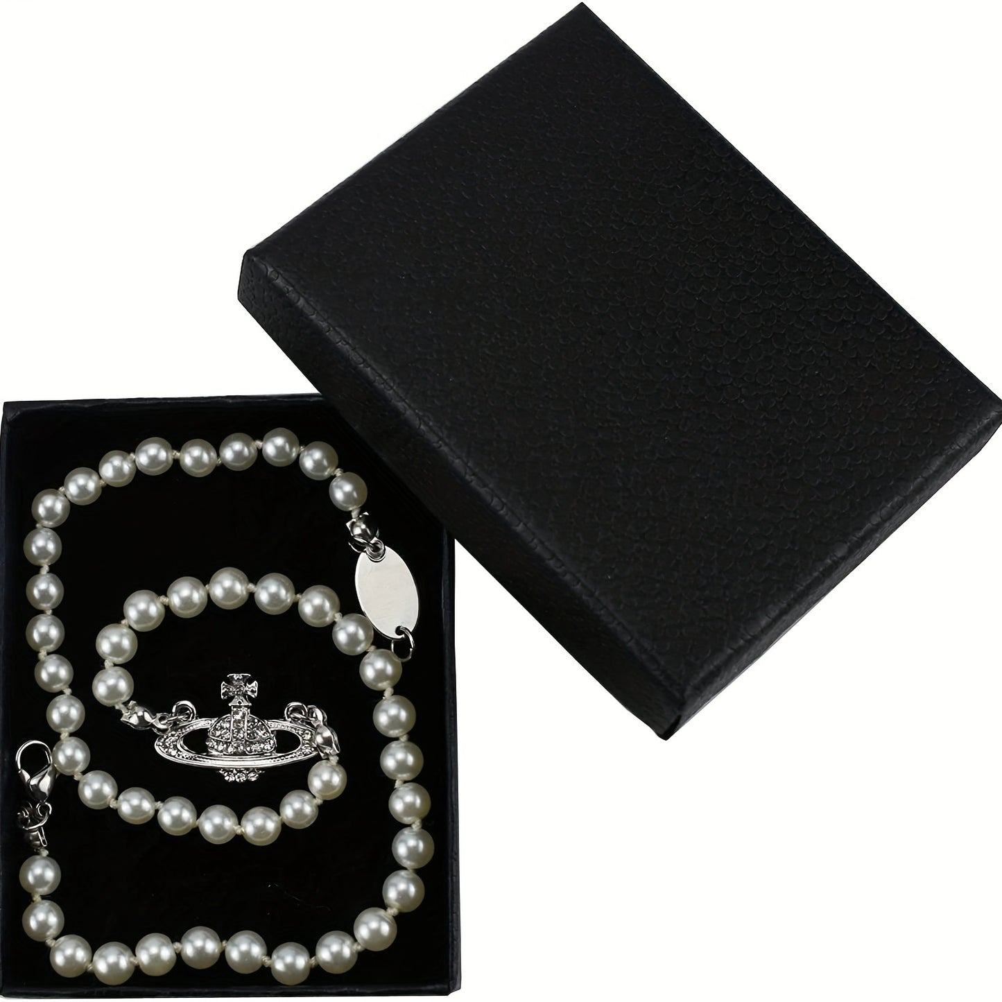 Classic Style Planet Stainless Steel Artificial Pearl Necklace