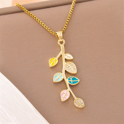 Sweet Animal Oval Heart Shape Stainless Steel Enamel Plating Inlay Zircon 18k Gold Plated Pendant Necklace