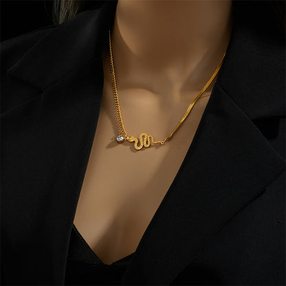 Fashion Snake Titanium Steel Plating Pendant Necklace 1 Piece