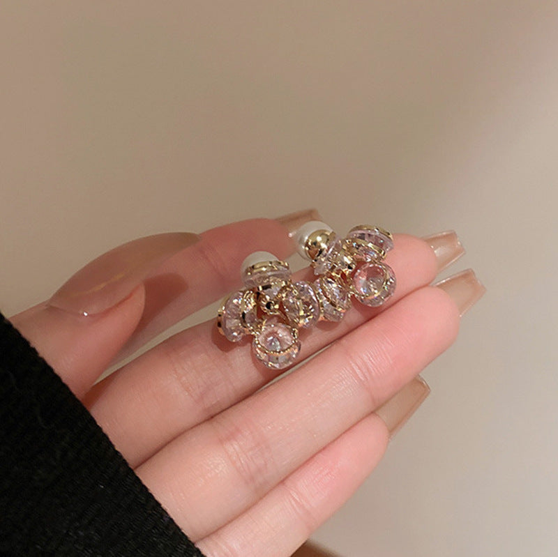 1 Pair Fashion Heart Shape Flower Bow Knot Tassel Inlay Alloy Artificial Gemstones Pearl Drop Earrings