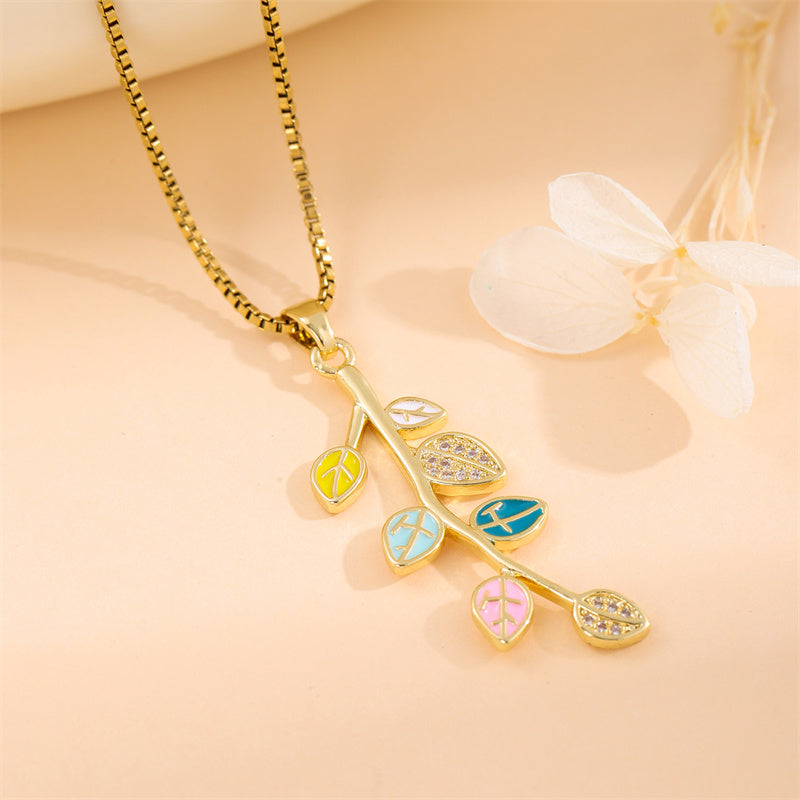 Sweet Animal Oval Heart Shape Stainless Steel Enamel Plating Inlay Zircon 18k Gold Plated Pendant Necklace