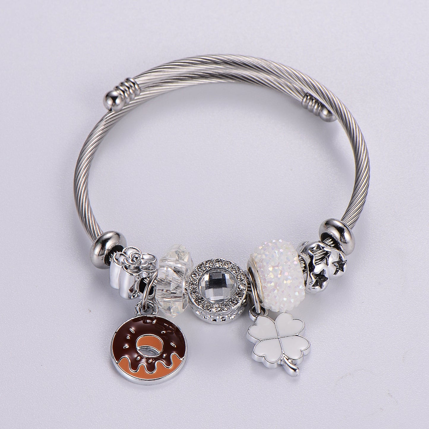 Classic Style Swan Flamingo Unicorn Stainless Steel Alloy Beaded Epoxy Inlay Rhinestones Bracelets