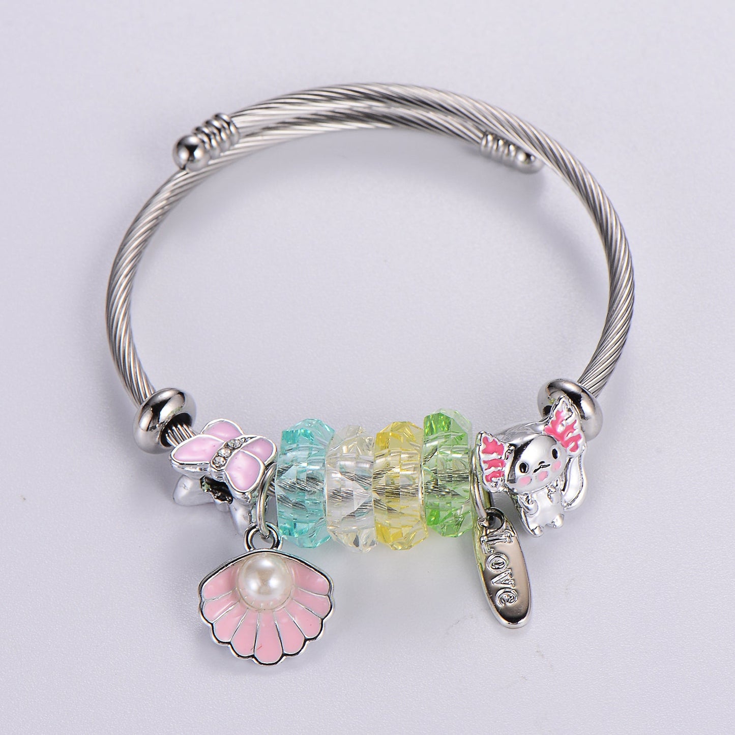 Classic Style Swan Flamingo Unicorn Stainless Steel Alloy Beaded Epoxy Inlay Rhinestones Bracelets