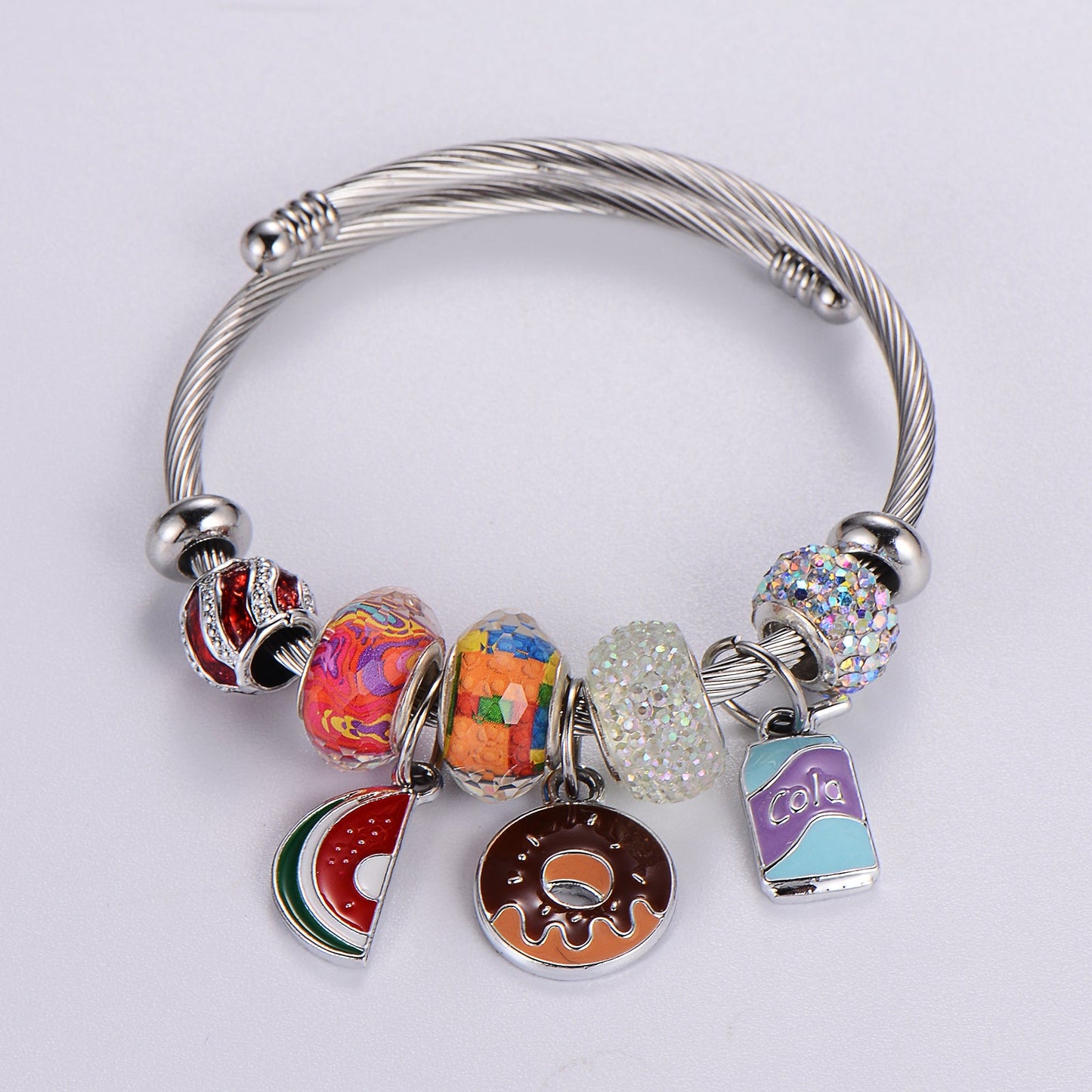 Classic Style Swan Flamingo Unicorn Stainless Steel Alloy Beaded Epoxy Inlay Rhinestones Bracelets