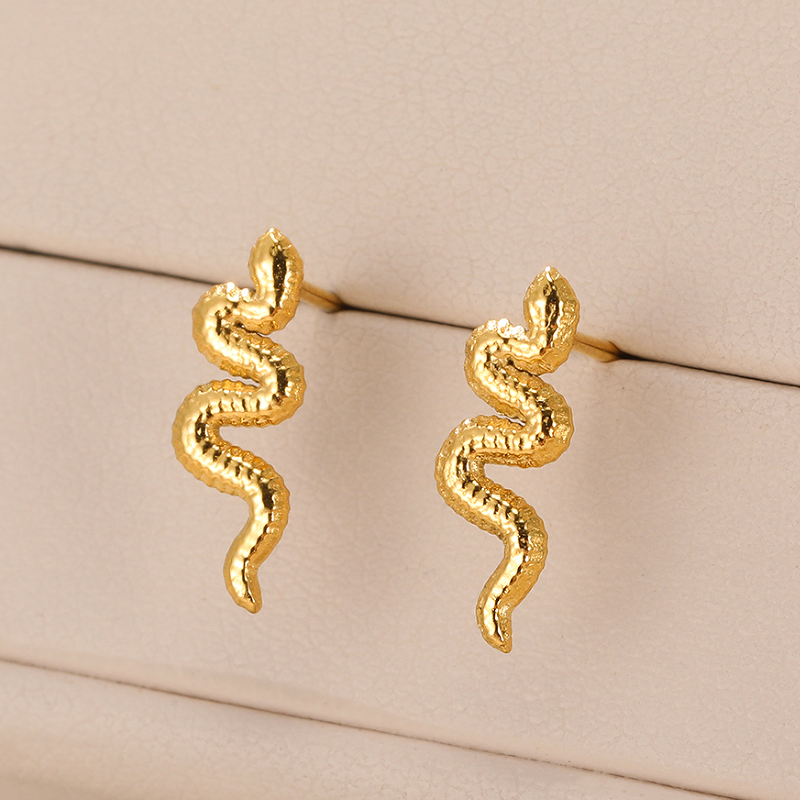 1 Pair Vintage Style Snake Plating Stainless Steel 18k Gold Plated Drop Earrings