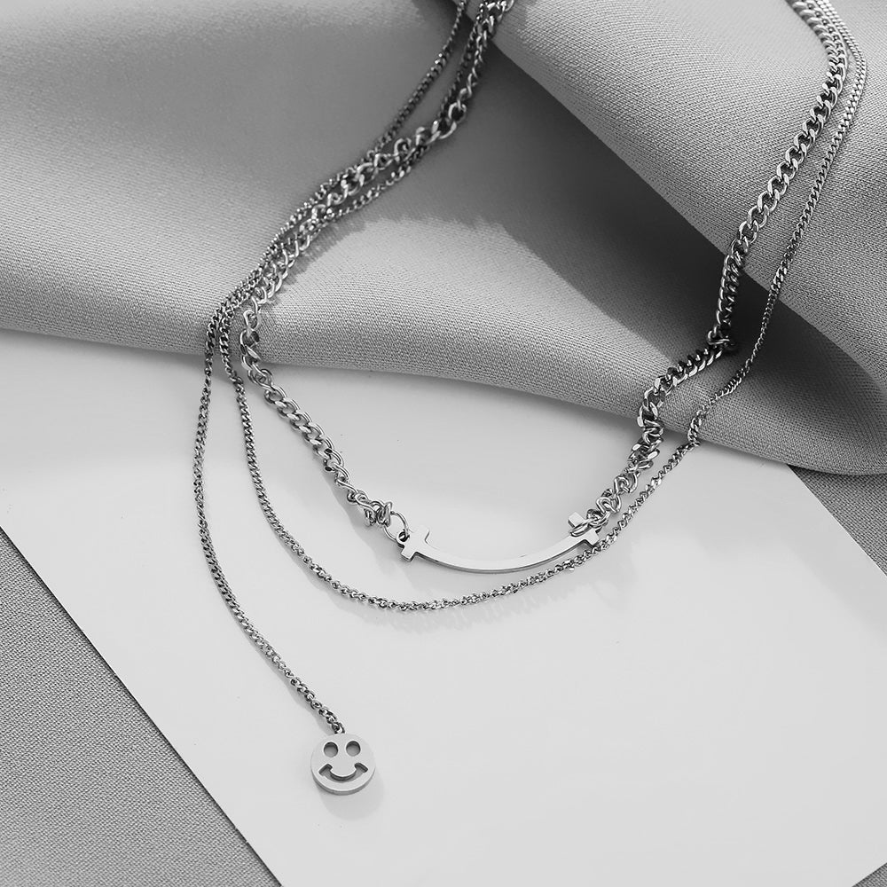 Modern Style Simple Style Classic Style Geometric Titanium Steel Layered Necklaces