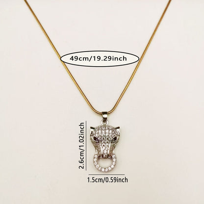 Exaggerated Funny Animal Stainless Steel Plating Inlay Rhinestones Pendant Necklace