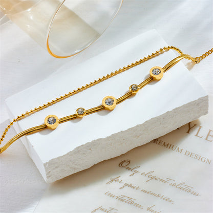Simple Style Classic Style Cross Eye Stainless Steel Plating Inlay Zircon 18k Gold Plated Bracelets