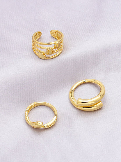 Simple Style Heart Shape Copper Plating 18k Gold Plated Open Rings