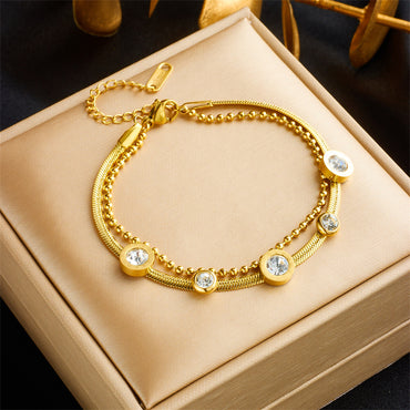 Simple Style Classic Style Cross Eye Stainless Steel Plating Inlay Zircon 18k Gold Plated Bracelets