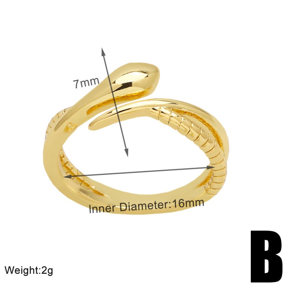 Simple Style Heart Shape Copper Plating 18k Gold Plated Open Rings