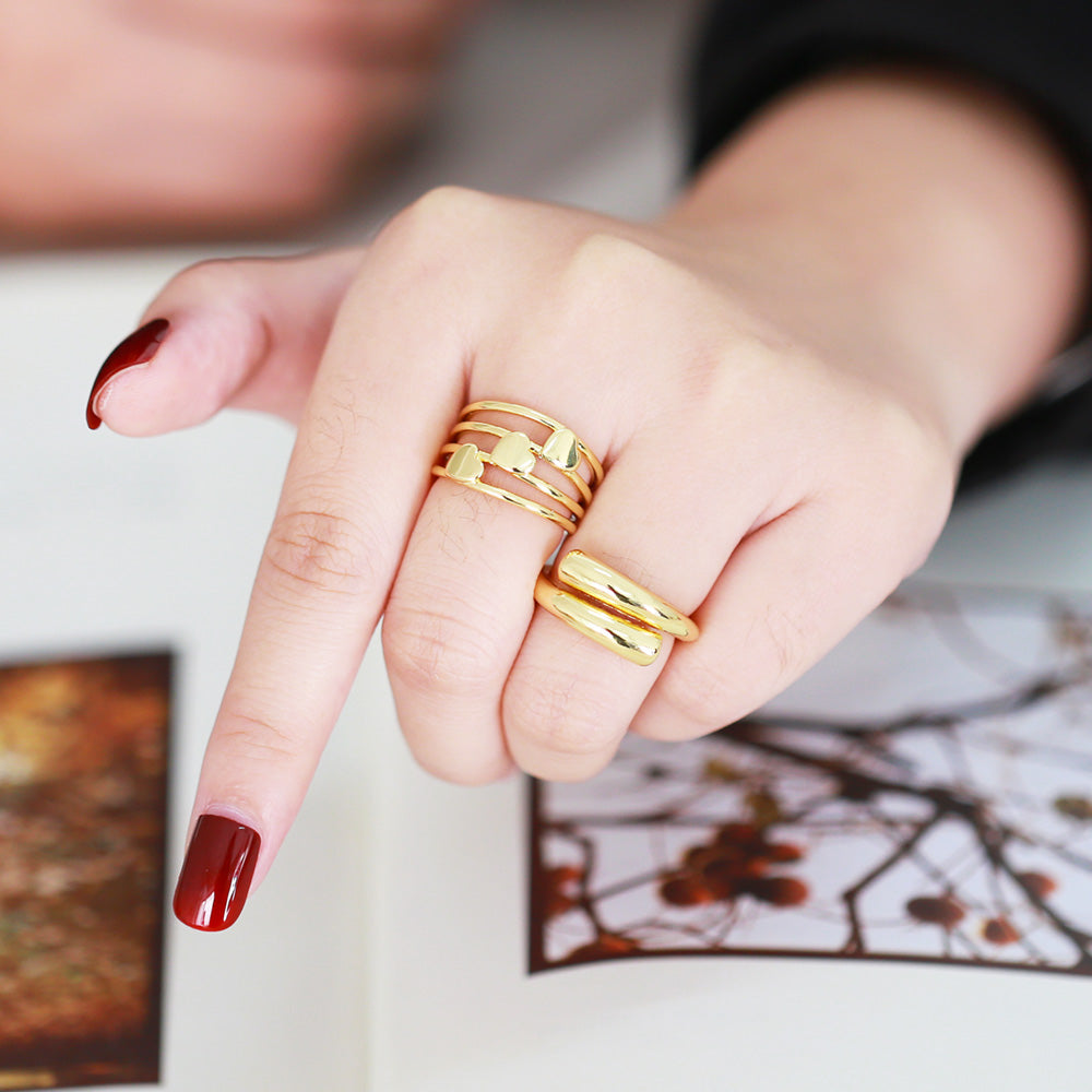 Simple Style Heart Shape Copper Plating 18k Gold Plated Open Rings