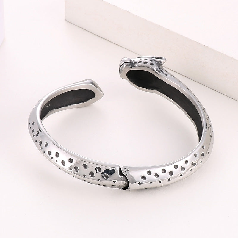 Hip-hop Cheetah Print Stainless Steel Plating Bangle 1 Piece