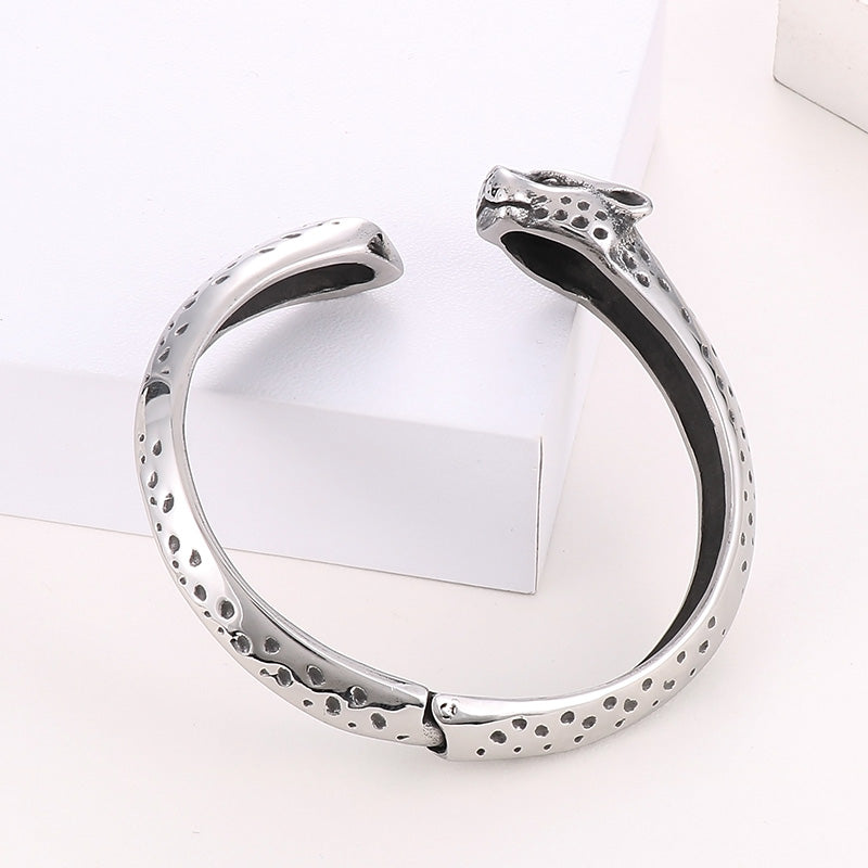 Hip-hop Cheetah Print Stainless Steel Plating Bangle 1 Piece