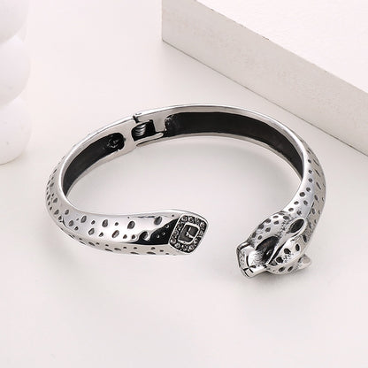 Hip-hop Cheetah Print Stainless Steel Plating Bangle 1 Piece